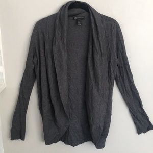 INC Draped Front Cascade Collar Grey Cardigan